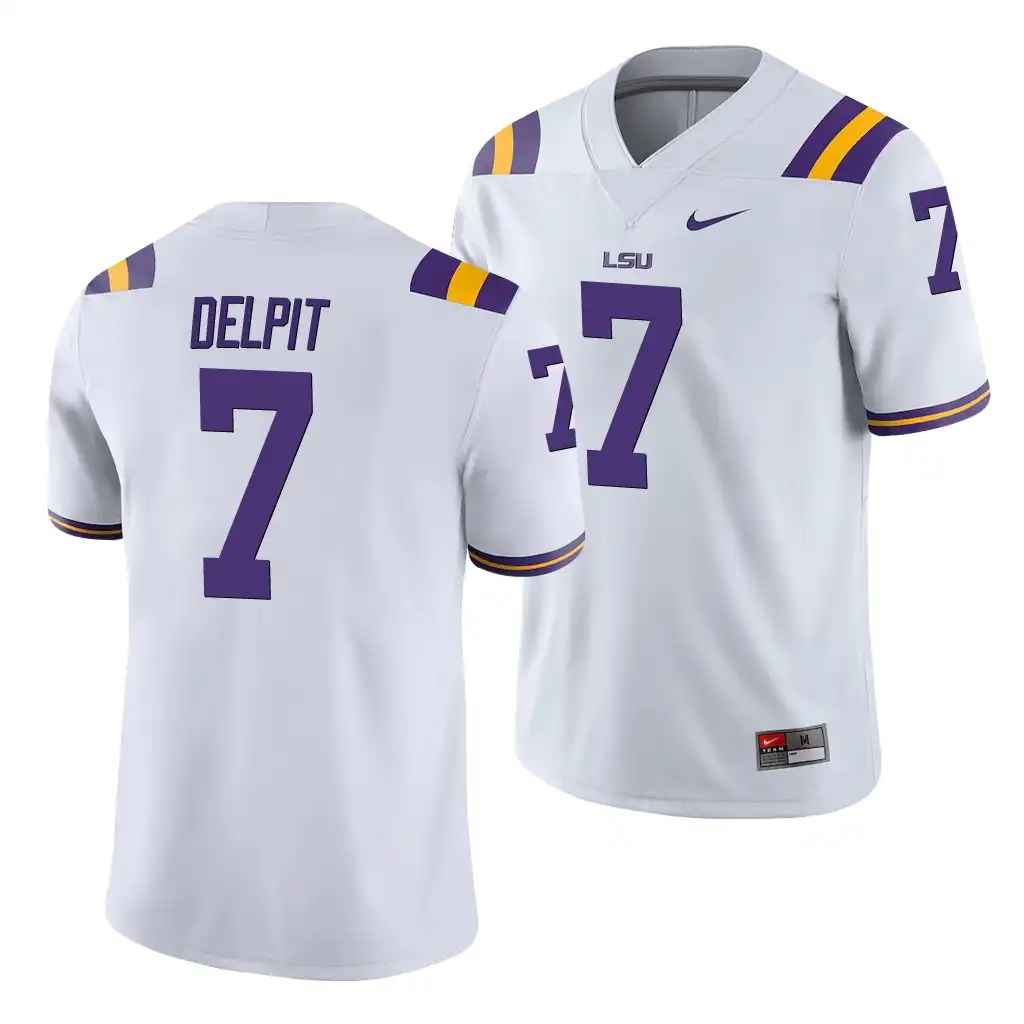 Men's LSU Tigers Grant Delpit #7 Game White NCAA Football Jersey